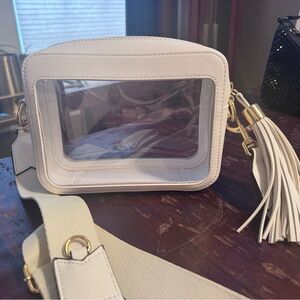 Mark & Graham White Clear Crossbody Bag with Gold Accents Stadium Bag